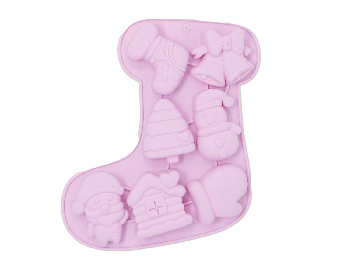Molde de Bota de Natal para 7 Biscoitos de Silicone de 26 cm