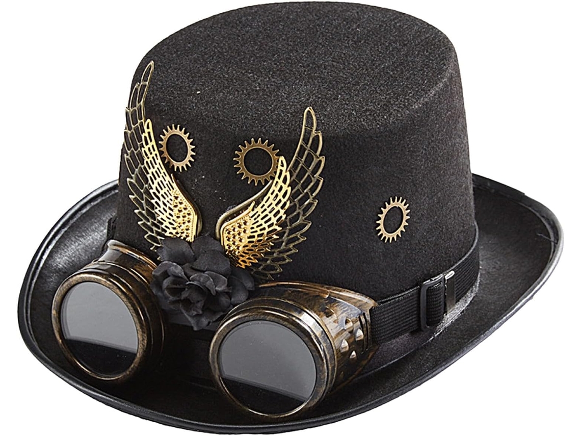 Chapéu Steampunk Gótico Com Óculos De Proteção, Chapéus Com Asas