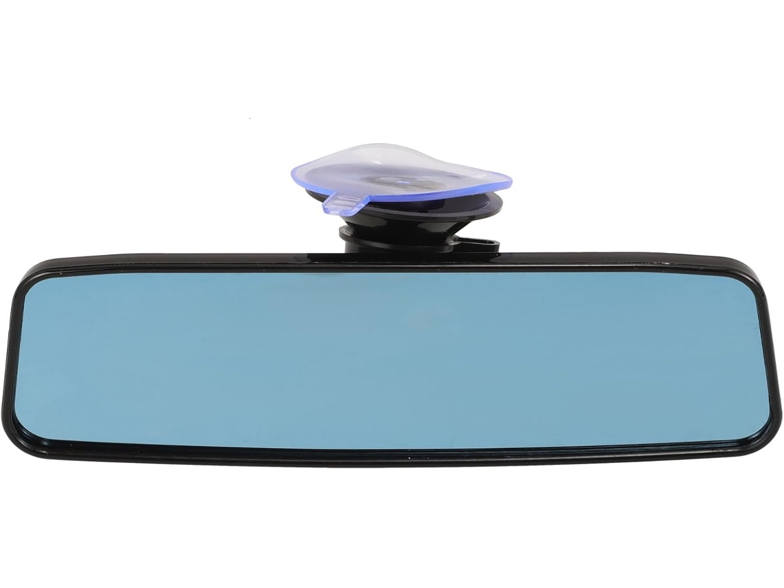 Espelho Retrovisor Interno De Carro Grande Angular Em Plástico Com Suporte De Ventosa, Fácil Instalação.
