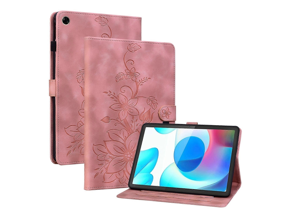 Capa De Couro Com Relevo De Lírio Para Tablet Realme Pad Mini 8.7