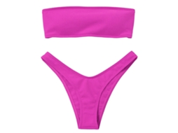 Biquíni Feminino De Praia Moda Cor Sólida Com Costas Abertas E Recorte Biquíni Push Up Verão