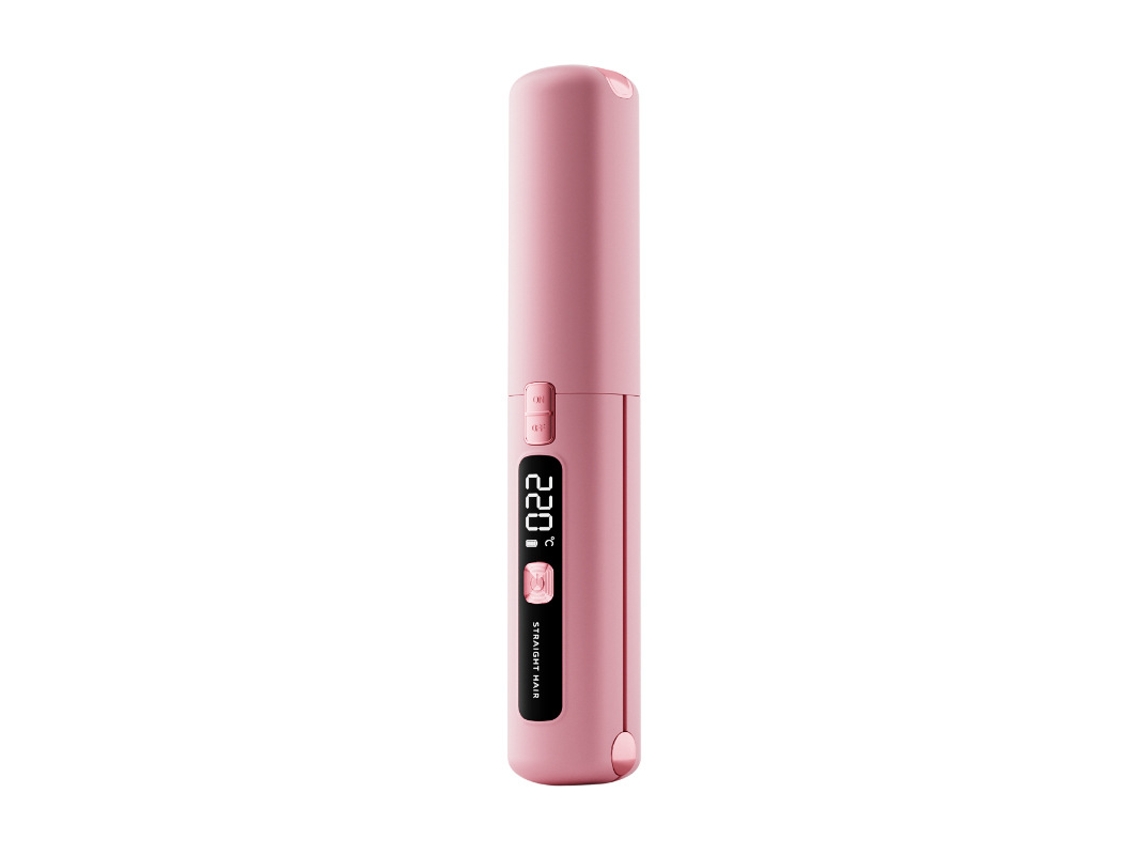 Alisador e modelador de cabelos 2 em 1 Lyx, aquecimento rápido, cerâmica, portátil, ideal para viagens (rosa)