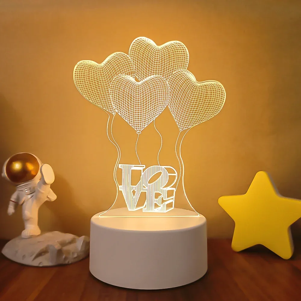 Luminária Noturna Led 3d Criativa, Luz Decorativa para Casa MDUG (luz de 3 Cores)