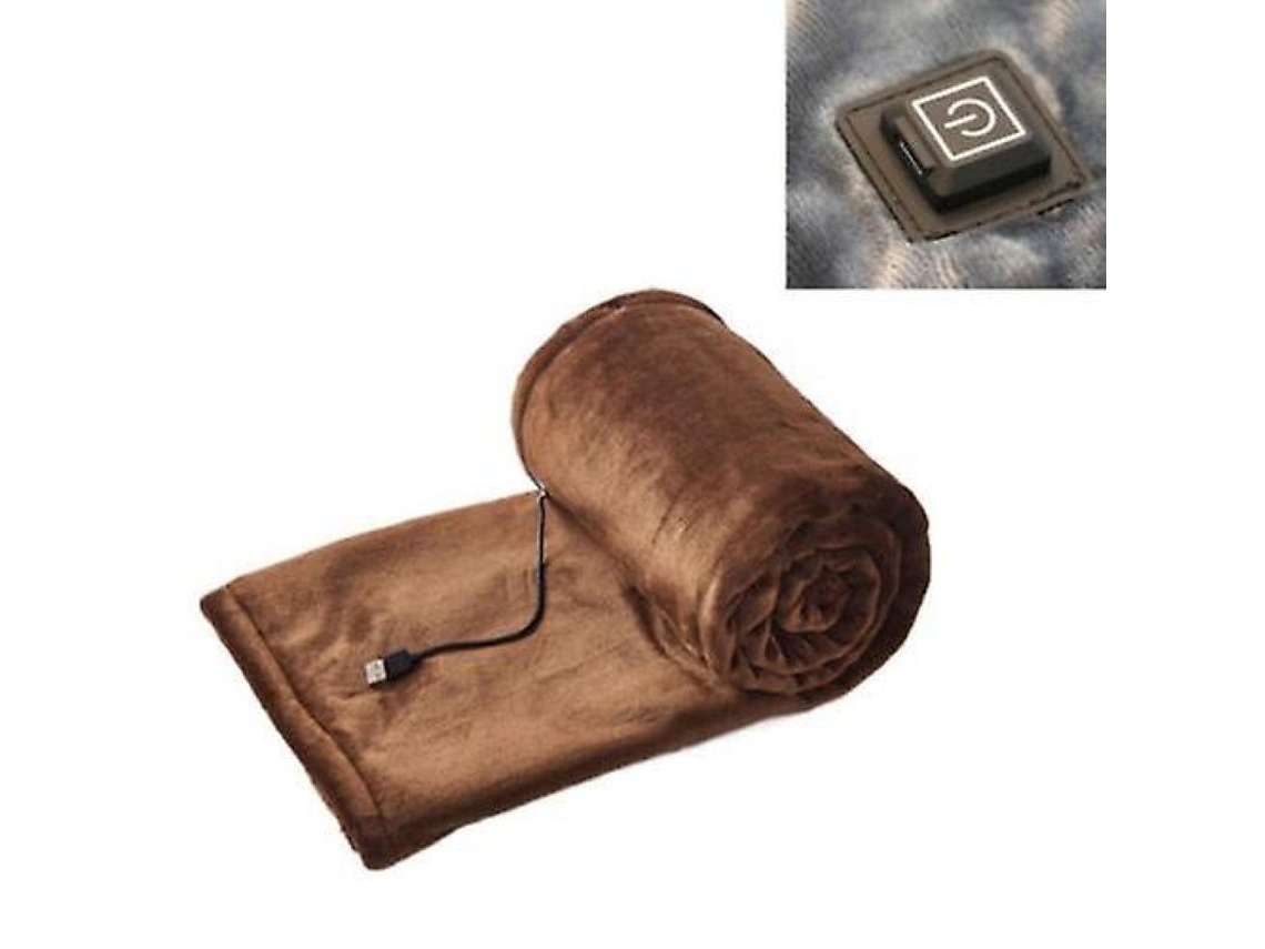 Manta Elétrica Usb de Flanela 100x80cm Café | S/MARCA