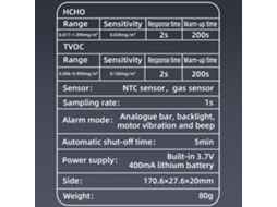 Detector De Qualidade Do Ar Doméstico Tvoc Hcho