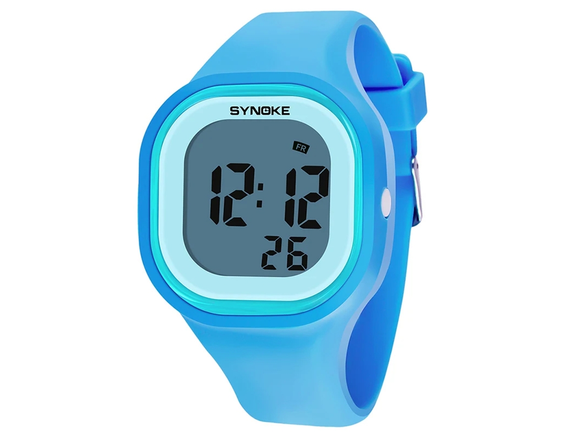 (azul) Relógio Digital Feminino, Material De Silicone À Prova D'água, Multifuncional Com Despertador.