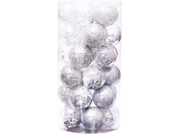 30 Bolas Decorativas Pendentes De 6cm Para Festas, Casamentos E Natal De Cor Prata