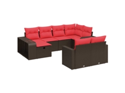 Conjunto de 10 Sofás Jardim com Almofadões Vime Pe Castanho MAISON EXCLUSIVE (10 pcs)