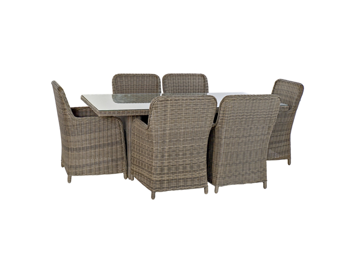 Conjunto de 7 Mesas de Jantar em Rattan ALEXANDRA HOUSE LIVING (200x100x75cm)