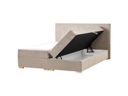 Cama Continental BELIANI Major de Tecido Taupe 180x200