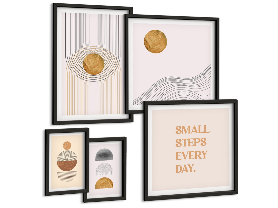 Um Conjunto De Imagens Decorativas Em Uma Moldura Estampas Retrô De Frutas Moldura Preta Fotos Para O Escritório Espelharte (conjunto De 5 Imagens)