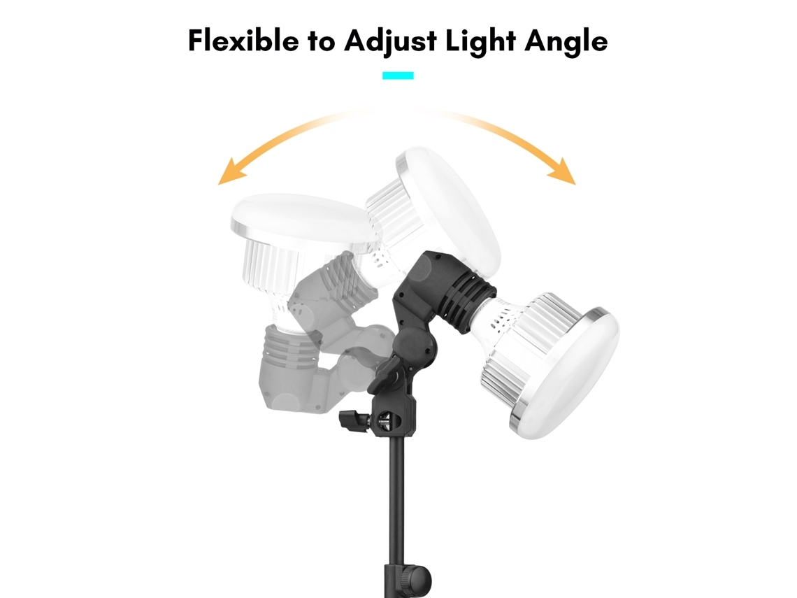Kit De Luzes Led Para Fotografia De Mesa Com Lâmpada 85w Regulável 3200k-5500k, Base E27, Suporte De Escritório E Controle Remoto