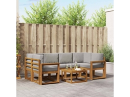 Vidaxl Conjunto De Sofás Para Exterior 7 Pcs Cinza Natural E Claro