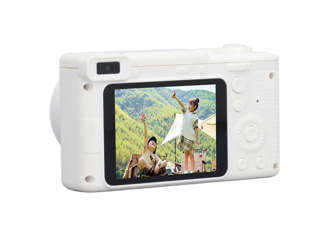 Câmera Digital De 2,4 Polegadas Com Lente Dupla, Zoom De 8x E Suporte Para 128 Gb, Branca.