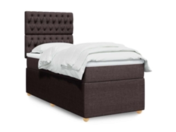 Vidaxl Cama Com Molas/colchão 100x200 Cm Tecido Castanho-escuro