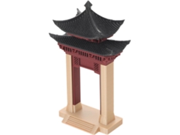 Miniatura Enfeite Jardim Plástico Marrom Estátua Portão Tradicional Chinês Bonsai Escritório Decoração Externa GOKOCO