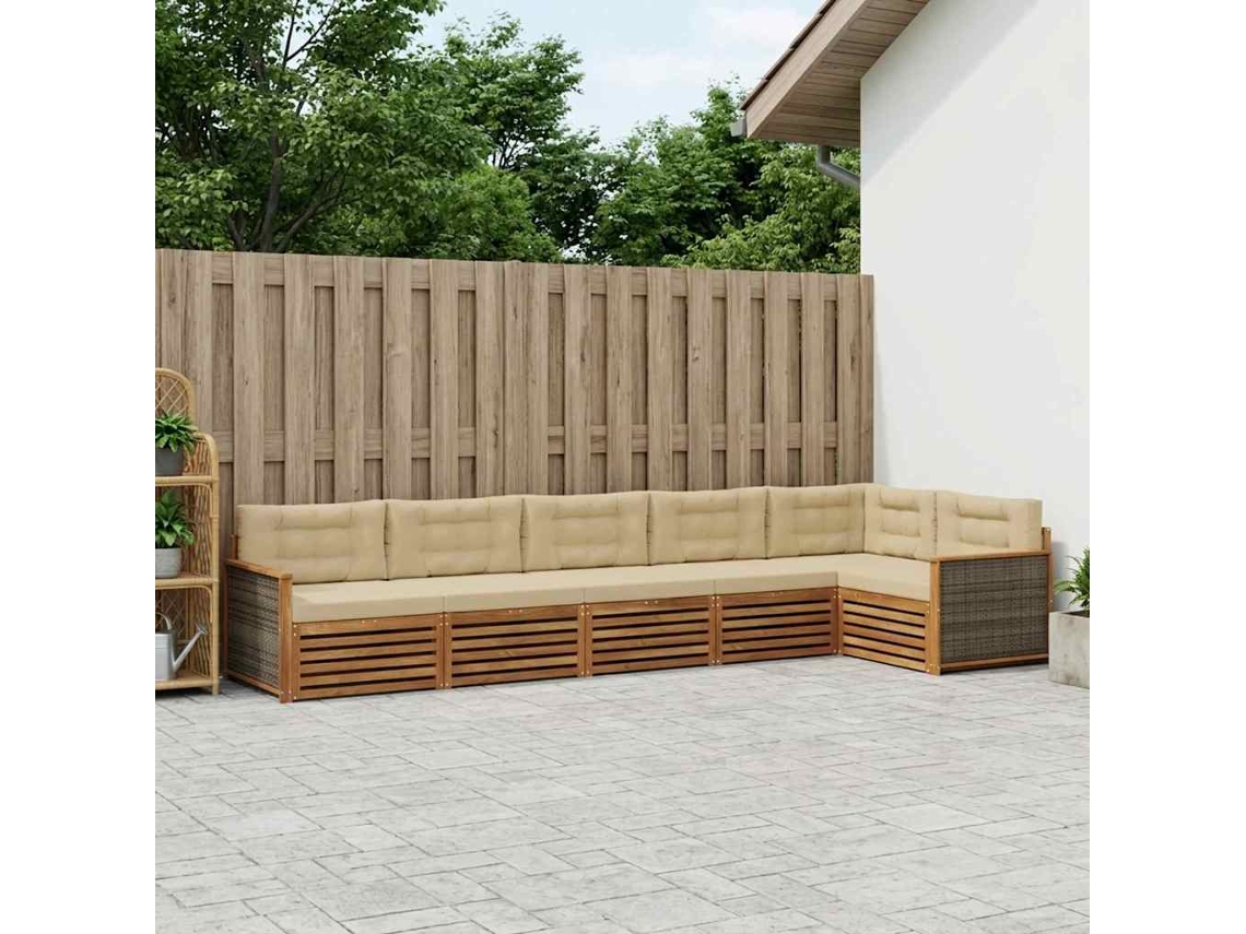 Vidaxl Conjunto De Sofás Para Exterior 6 Unid. Natural E Bege