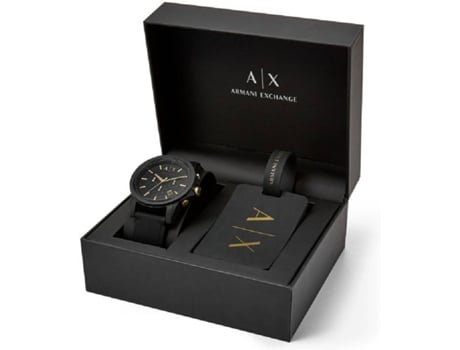 Conjunto de Relógios ARMANI Outerbanks Gift Set AX7105 (Resina - Preto, Dourado)