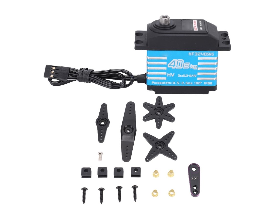 Mali servo Motor Digital Rc com Engrenagem de Metal Ip68 À Prova D'água Alta Torção para Carros de Controle Remoto 1/12 1/10 1/8 Azul