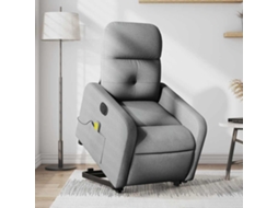 Vidaxl Poltrona Elétrica Reclinável Massagens Tecido Cinzento-claro