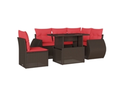 Conjunto de Sofá de Jardim, 6 Peças, Almofadas, Rattan Preto MAISON EXCLUSIVE