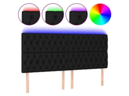 Cabeceira de Cama com Luzes Led Tecido Preto MAISON EXCLUSIVE (180x7x118 cm)