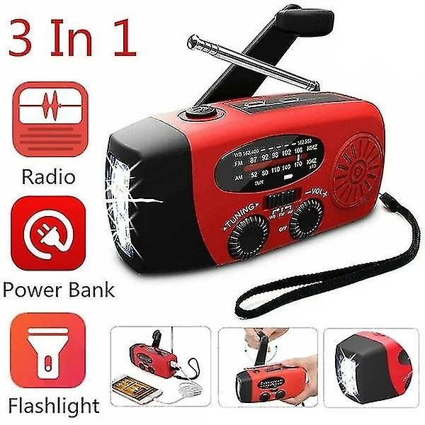 Rádio retrátil AQUAFORGE portátil com energia solar, lanterna 2000mah