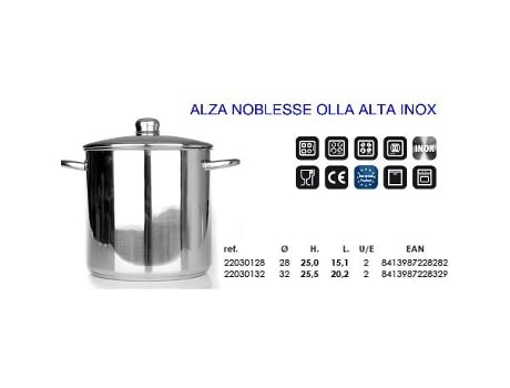 Alza noblesse olla alta inox 32 altura 25.5 cm lit.20.2 22030132