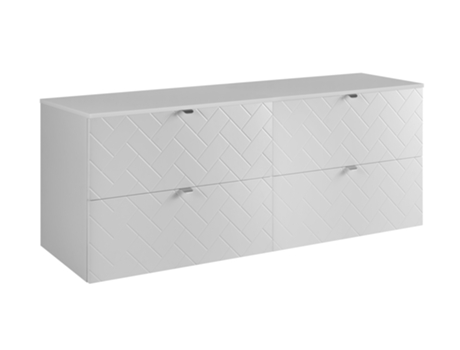 Móvel De Banheiro, Branco Com Puxador Prateado / Com Placa Superior, 160 X 57 X 46 Cm 3xe Living