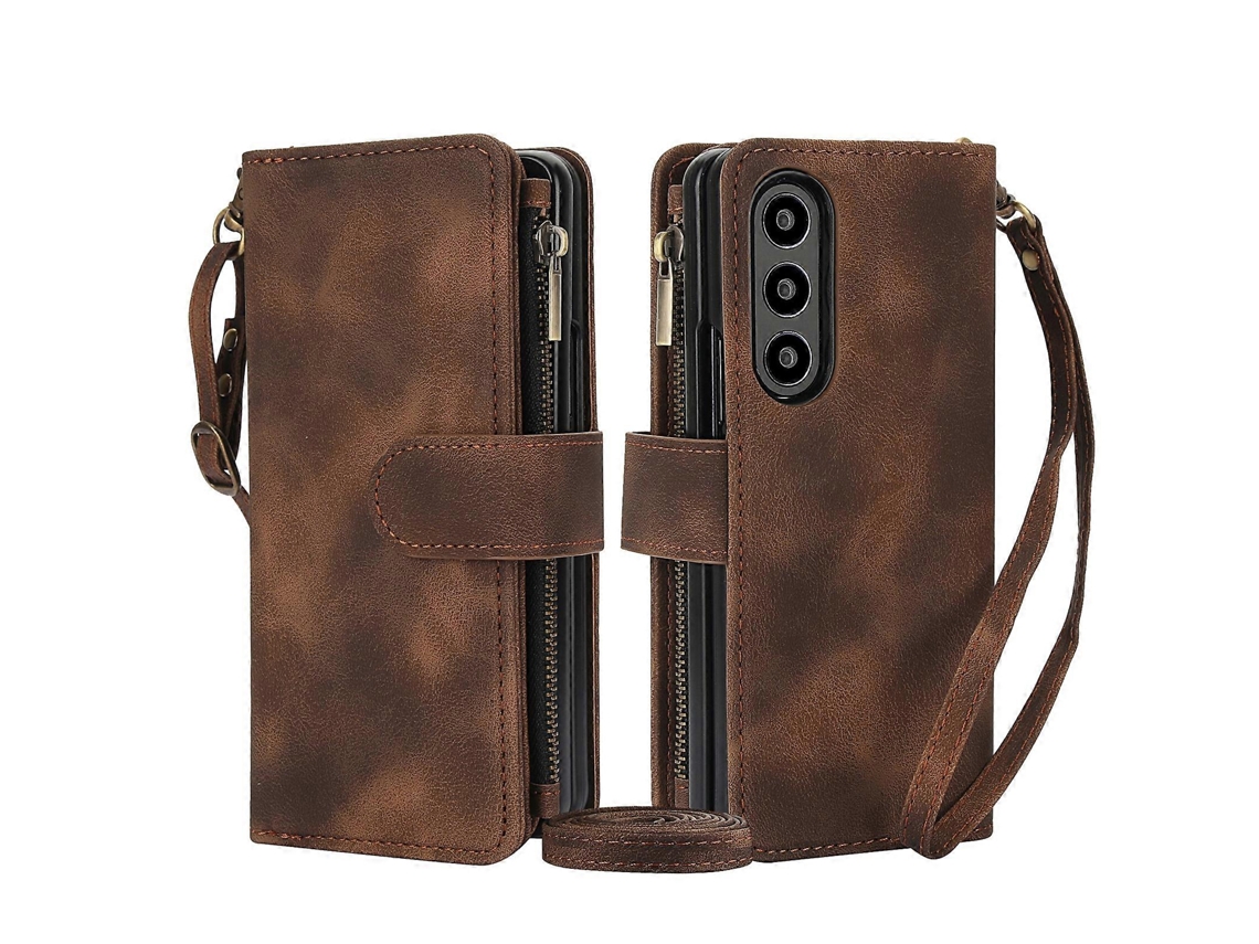 Capa De Celular De Couro Com Zíper E Rfid Dream 9-card Com Cordão