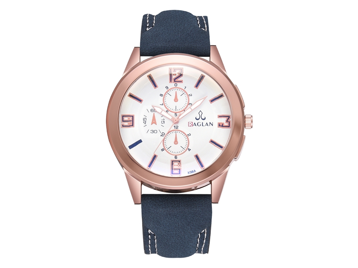 Relógio Masculino Casual de Quartzo com Pulseira de Couro Pu Azul