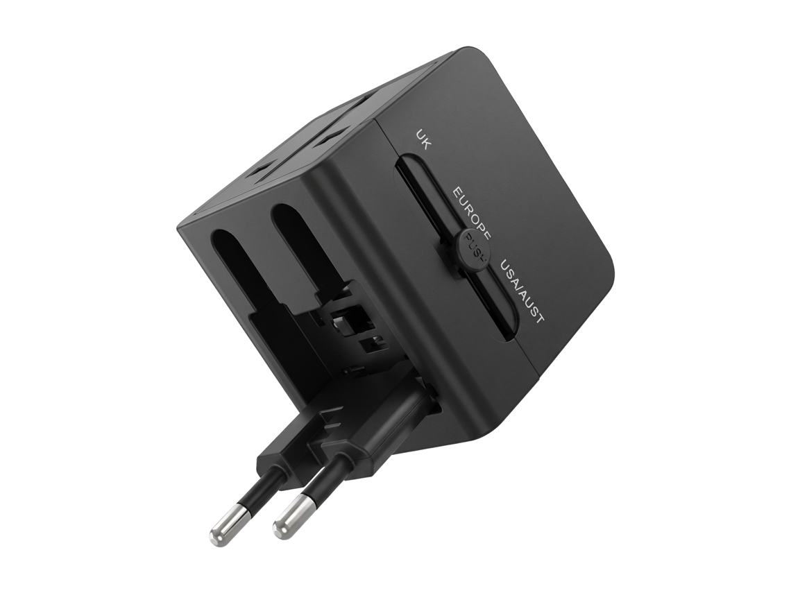 Carregador De Tomada Múltipla Internacional 1440w Com 2 Usb E Usb-c 15w