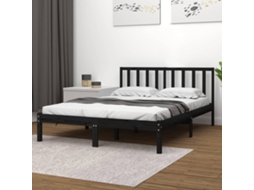 Vidaxl Estrutura De Cama 200x200 Cm Pinho Maciço Preto