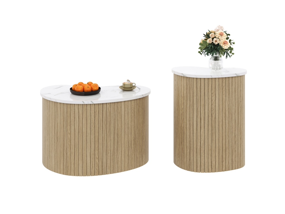 Mesa Escandinava Mármore Madeira Design Minimalista Sala VOLTEDGE