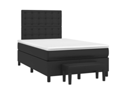 Vidaxl Cama Boxspring Com Colchão 120x190 Cm Couro Artificial Preto