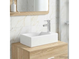 Vidaxl Pia De Banheiro Com Torneira E Dreno Cromo 45,5 X 25,5 X 13 Cm