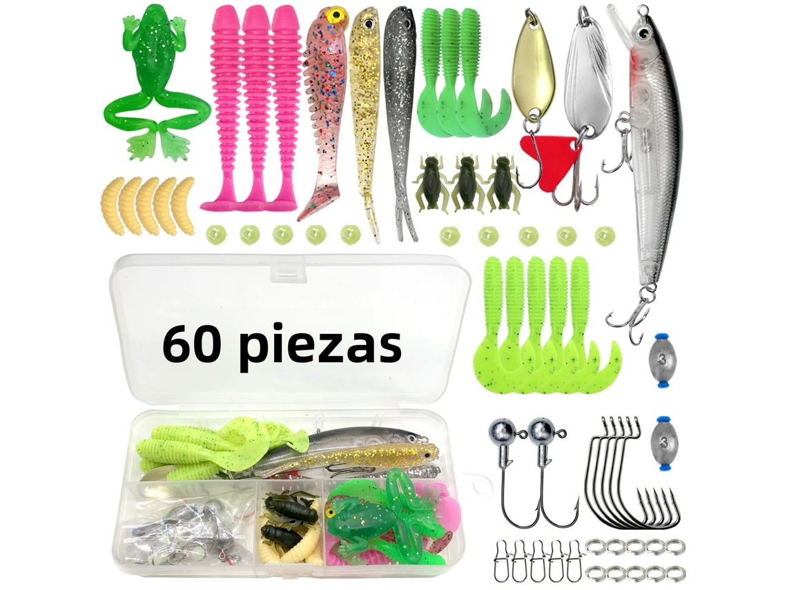 Kit de Iscas de pesca MDUG (60 peças)