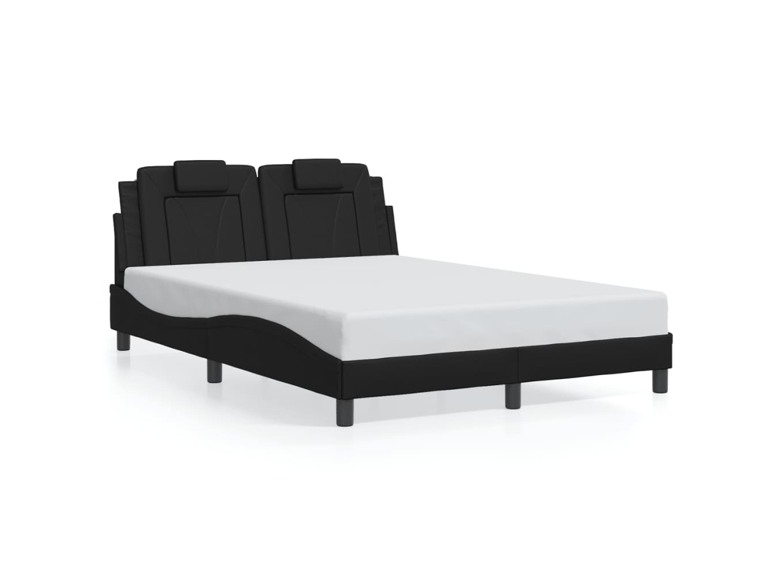 Bed Frame, Bed Frames Vidaxl Preto Couro Artificial (140 X 190 Cm)