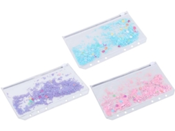 Conjunto de 3 Sacos com Fecho de Zíper Homoyoyo para Massas, Tamanho A6, Transparentes, Rosa, Azul e Vermelho, em PVC.