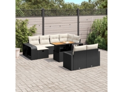 Vidaxl 11 Pcs Conjunto Sofás De Jardim C/ Almofadões Vime Pe Preto