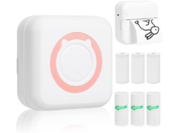 Impressora térmica portátil sem fio Slowmoose com Bluetooth, 5 rolos de adesivos e 5 rolos de papel térmico