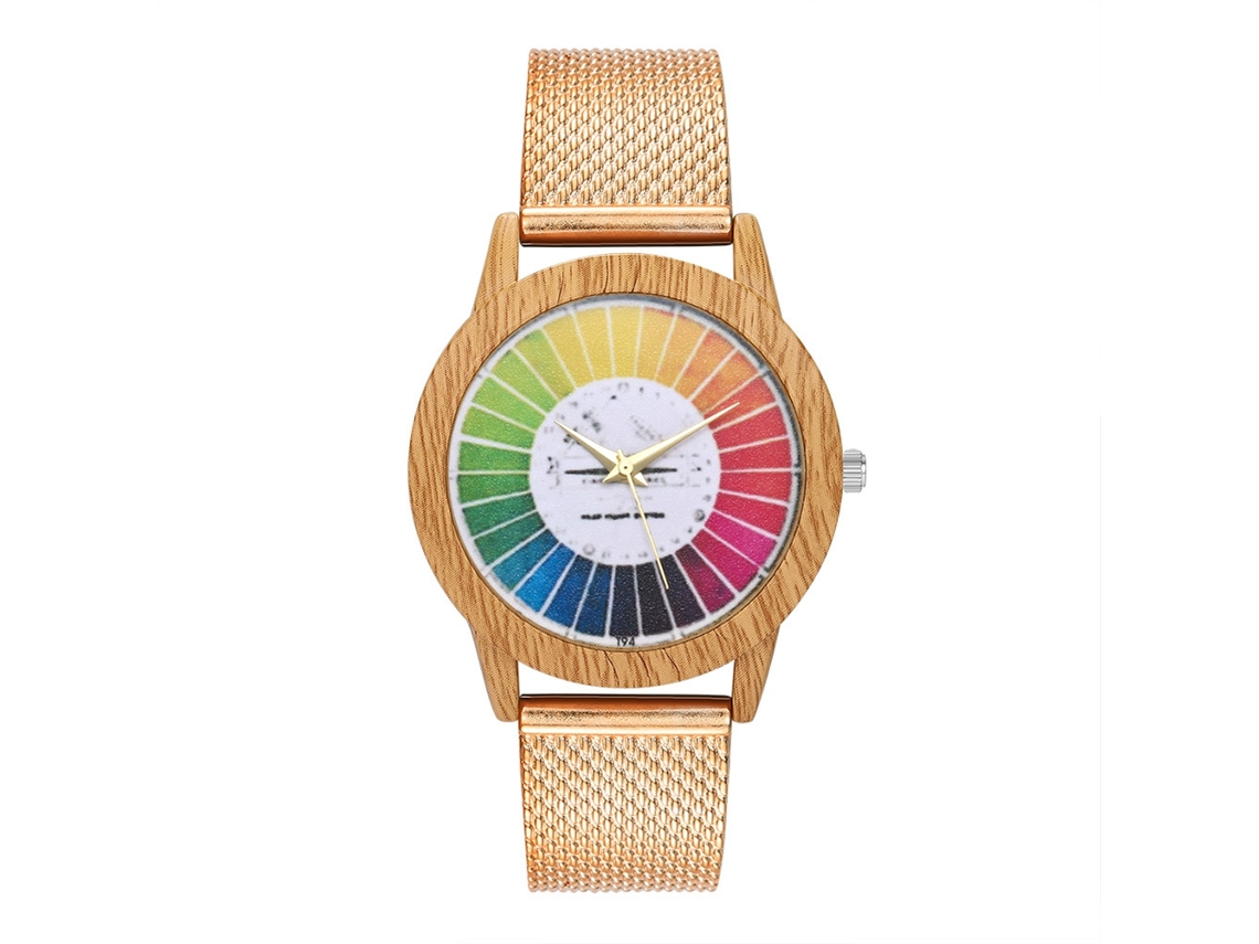 Reloj De Pulsera Unisex De Aleación Con Dial Redondo Analógico Cuarzo (oro Rosa)