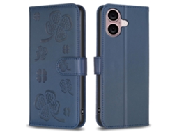 Capa Em Couro Pu, Para Apple Iphone 16 Plus, Cor Azul
