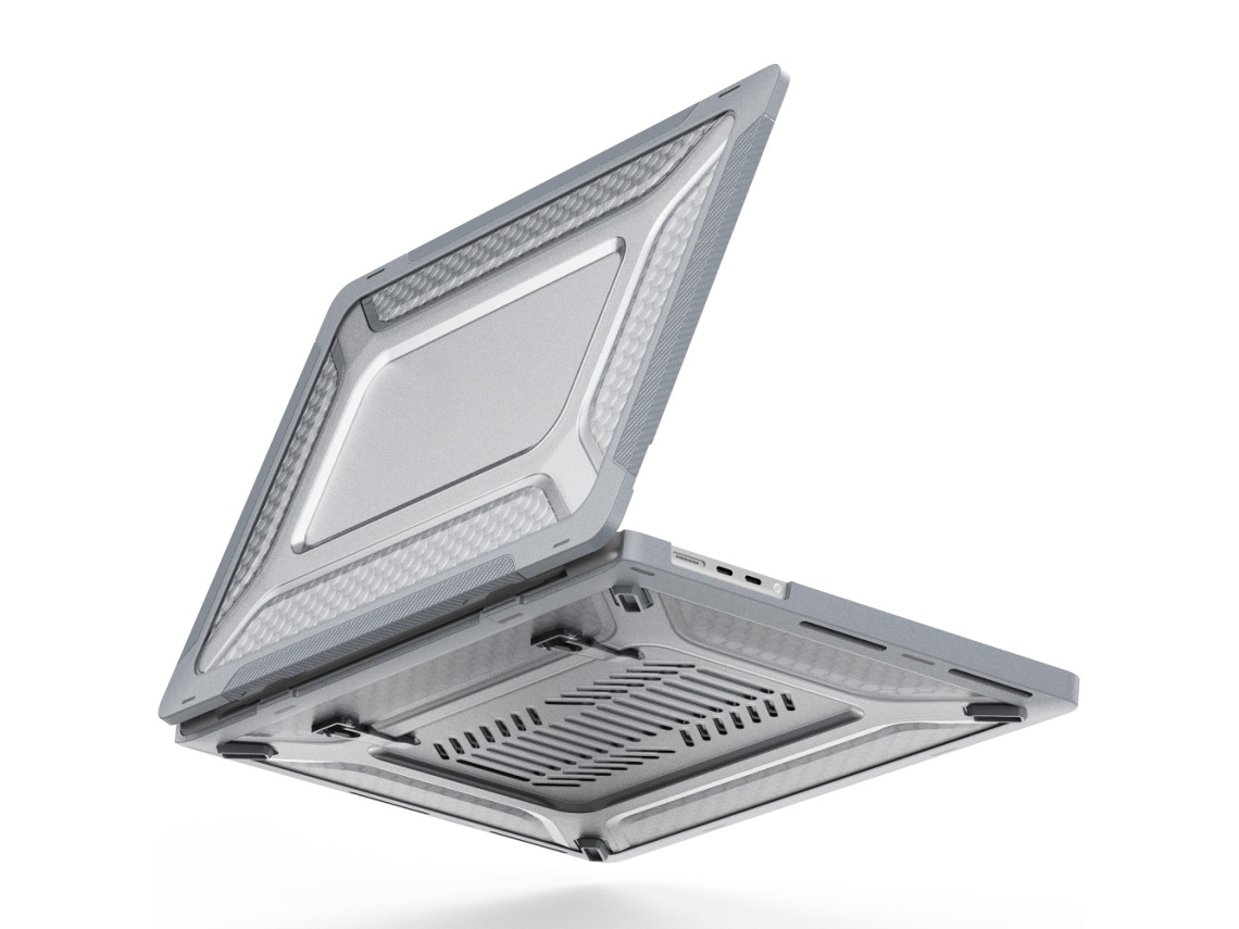 Capa Com Suporte Para Macbook Pro 16 2021 2023 Cinza Brilvibera