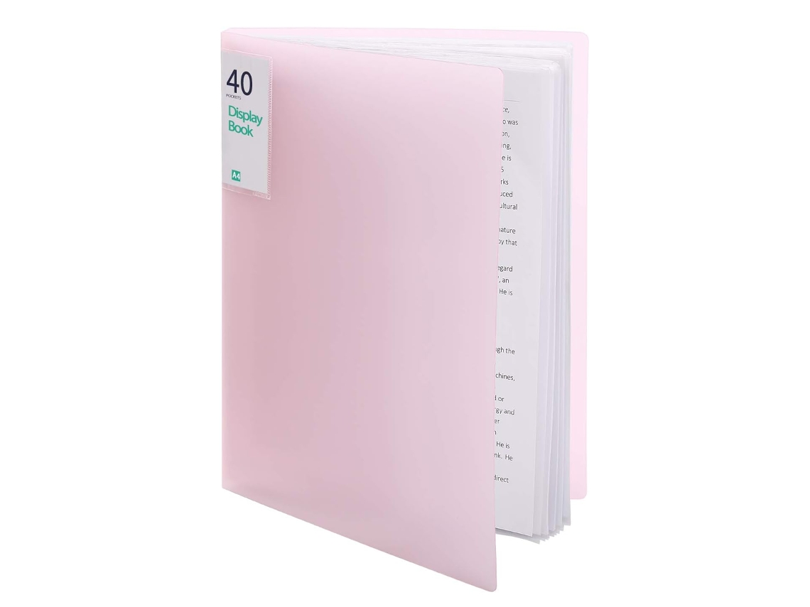 Pastas Para Display Com 40 Bolsos, Capas Transparentes, Organizador De Partituras, Desenhos, Para Escola, Escritório, Negócios, Rosa