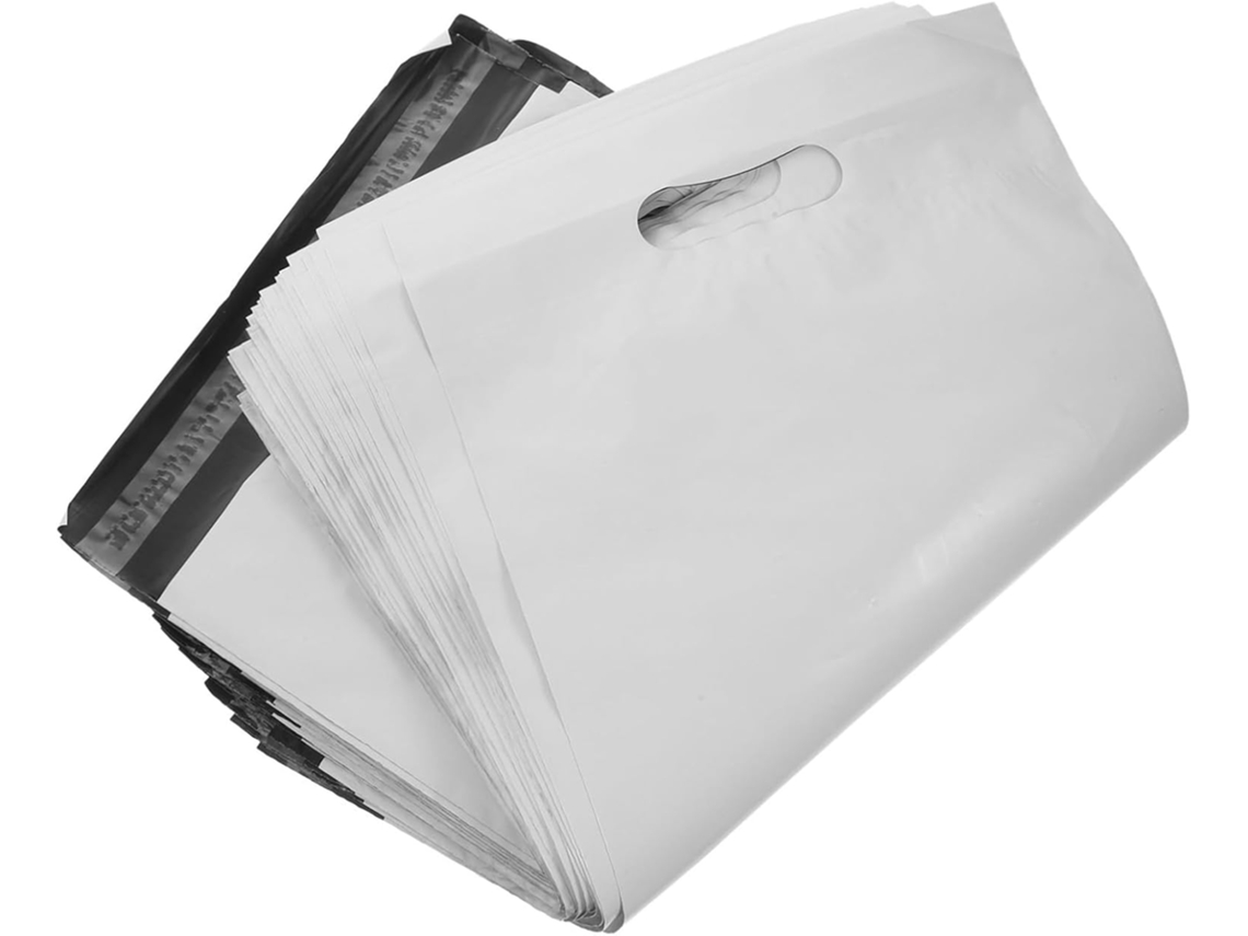 Pacote com 100 Sacos de Embalagem para Envio em PE Reforçado, Fáceis de Fechar, para Roupas e Encomendas