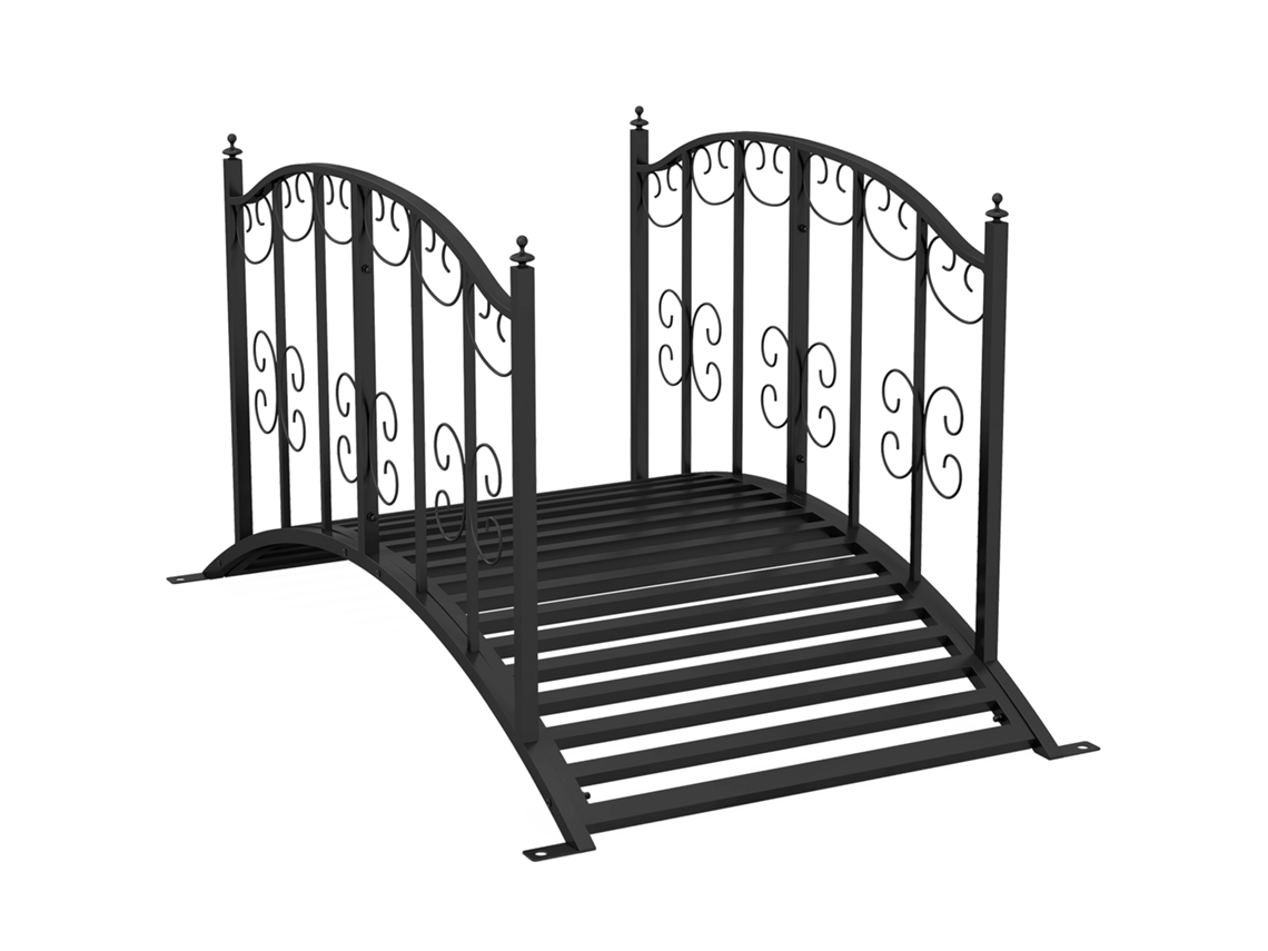Ponte Jardim Aço 1.19m Corrimão Floral 120kg Preta