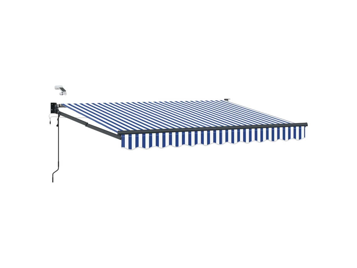 Vidaxl Toldo Retrátil Elétrico Azul E Branco 3,5 X 2,5 M
