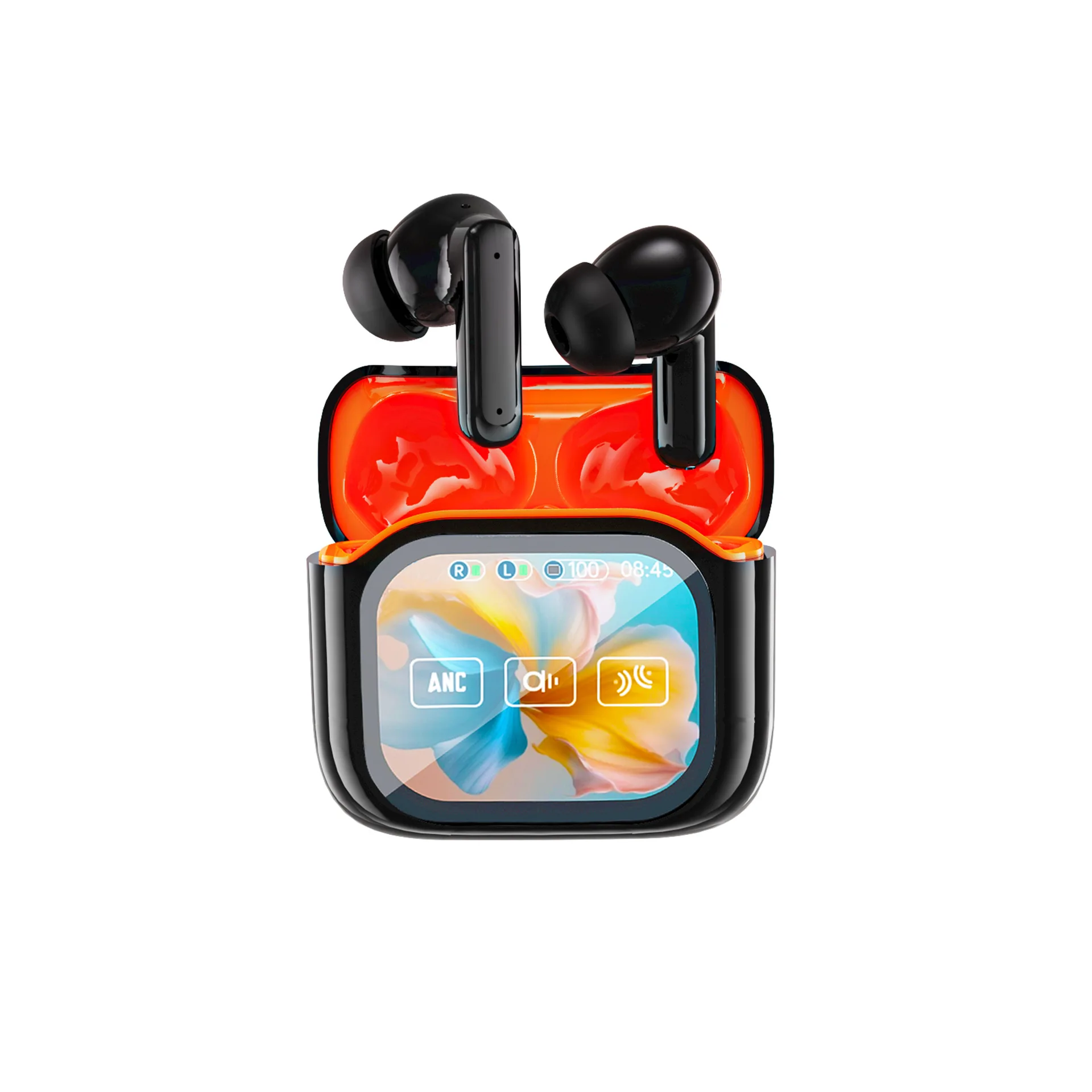 Fones De Ouvido Bluetooth 5.4 (preto/laranja) Com Cancelamento De Ruído, Chamadas Em Hd E Bateria De Longa Duração.