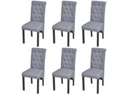 Vidaxl Cadeiras De Jantar 6 Pcs Tecido Cinzento-claro